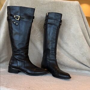 Franco Sarto Black Leather Heeled Boots